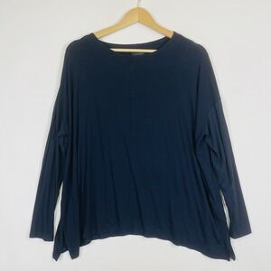 J. Jill Wearever Womens Small Shirt Blue Oversized Lagenlook Minimalist Coastal